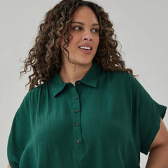 Women+ Twill Button-Up Shirt