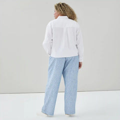 Women+ Linen Cotton Cropped Long Sleeve Shirt