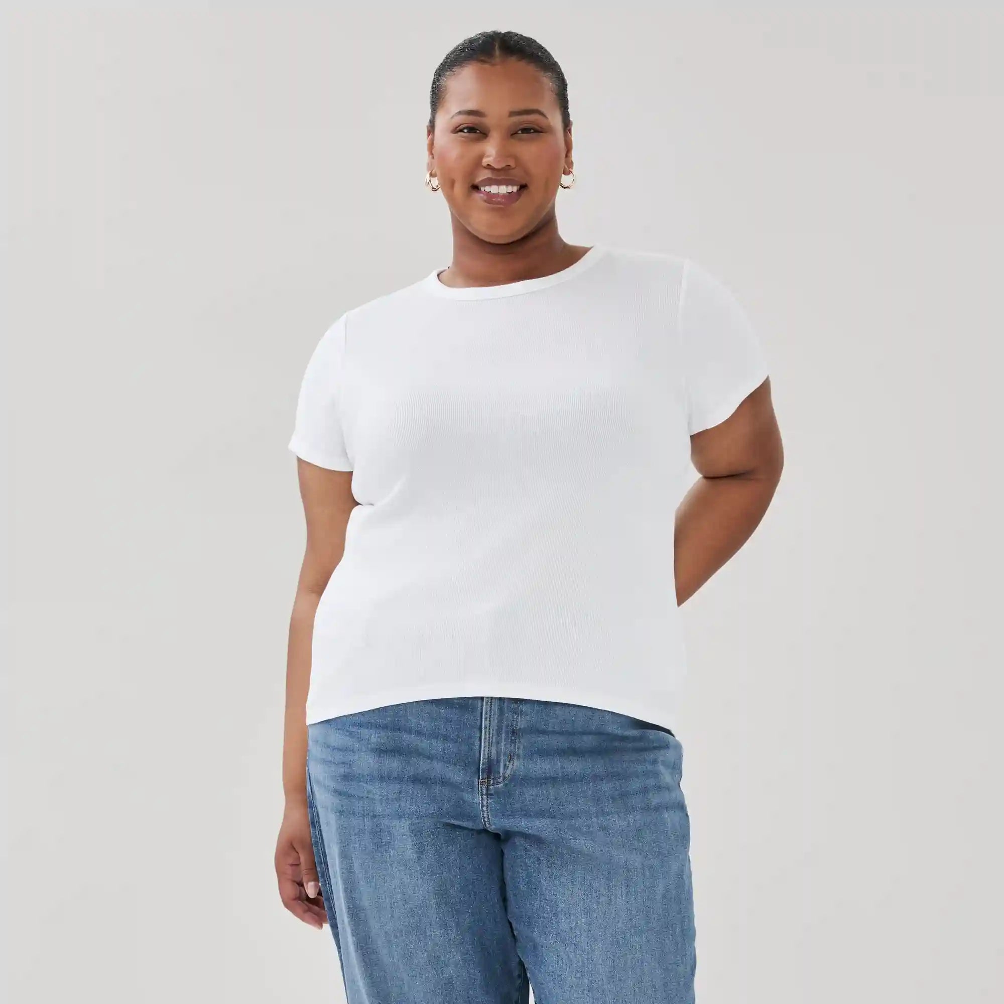 Women+ Slim-Fit Ribbed T-Shirt