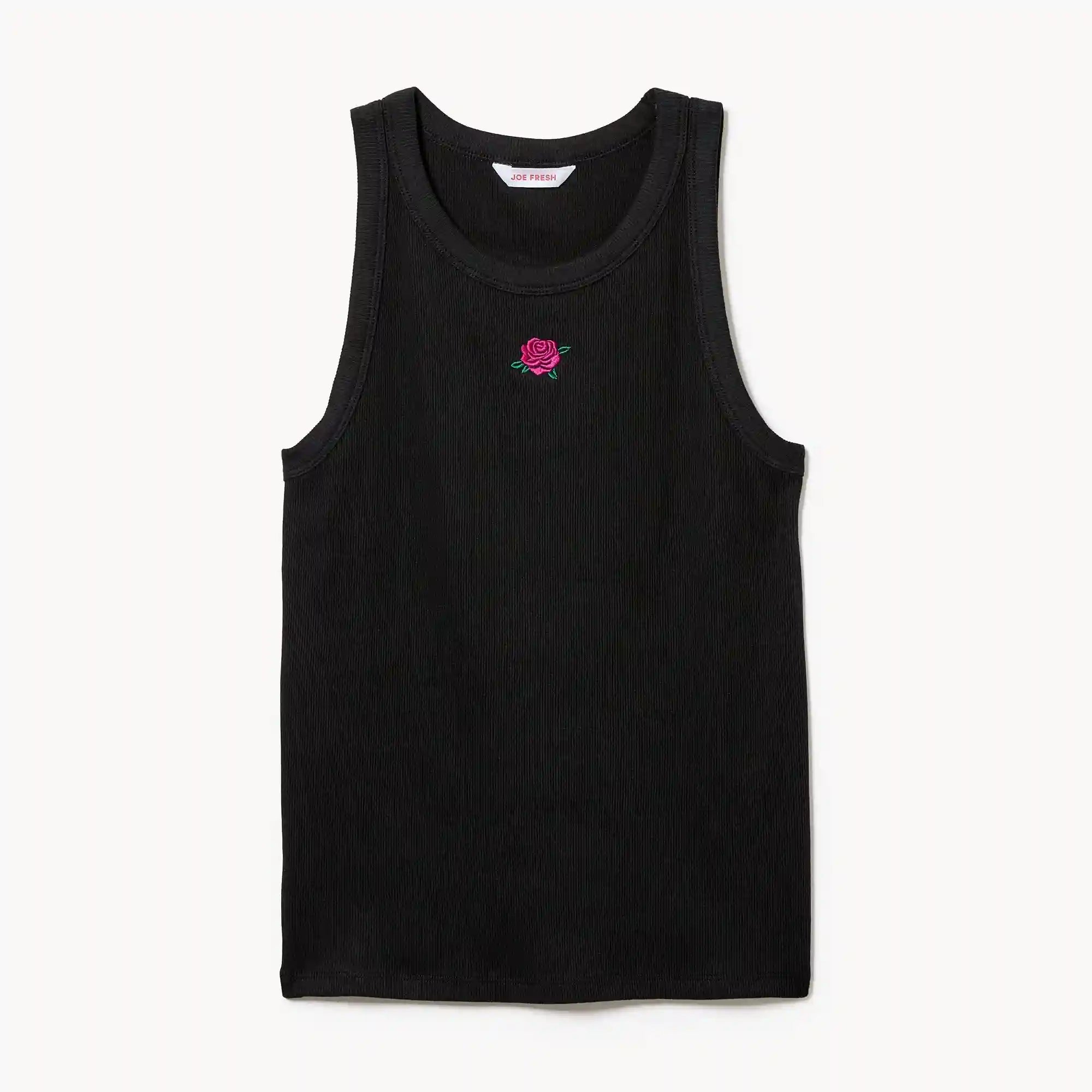 Embroidered Ribbed Tank