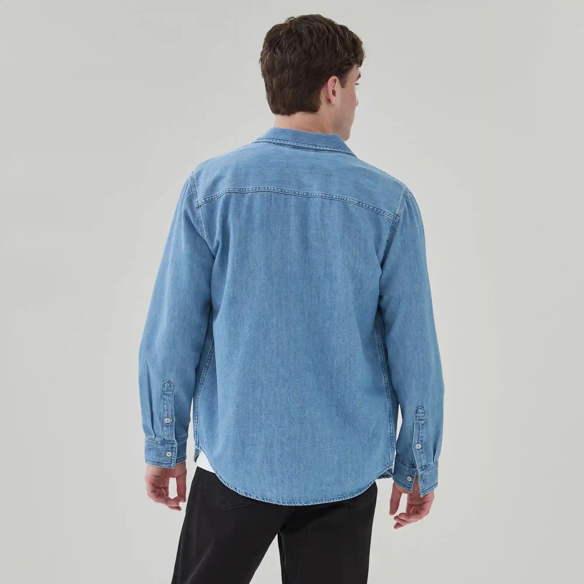 Men's Denim Button-Up Shirt