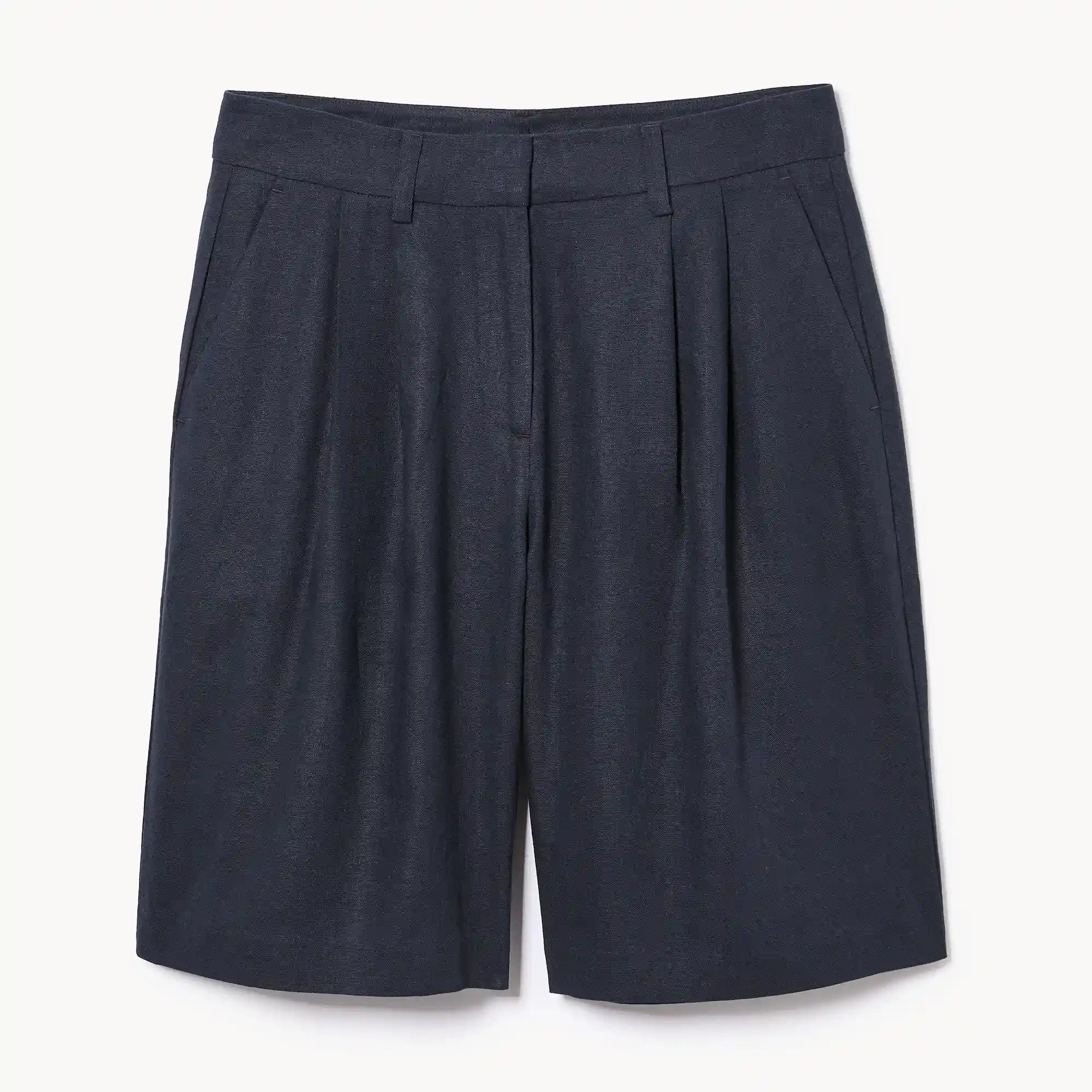 Linen Blend Pleated Short