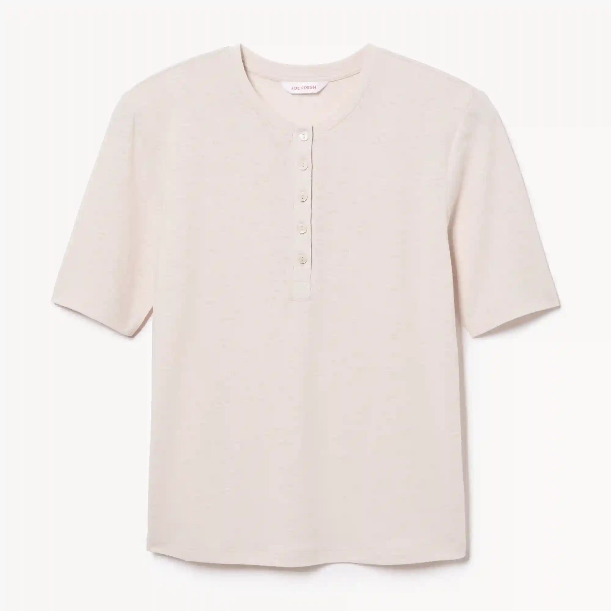 Linen Blend Henley T-Shirt