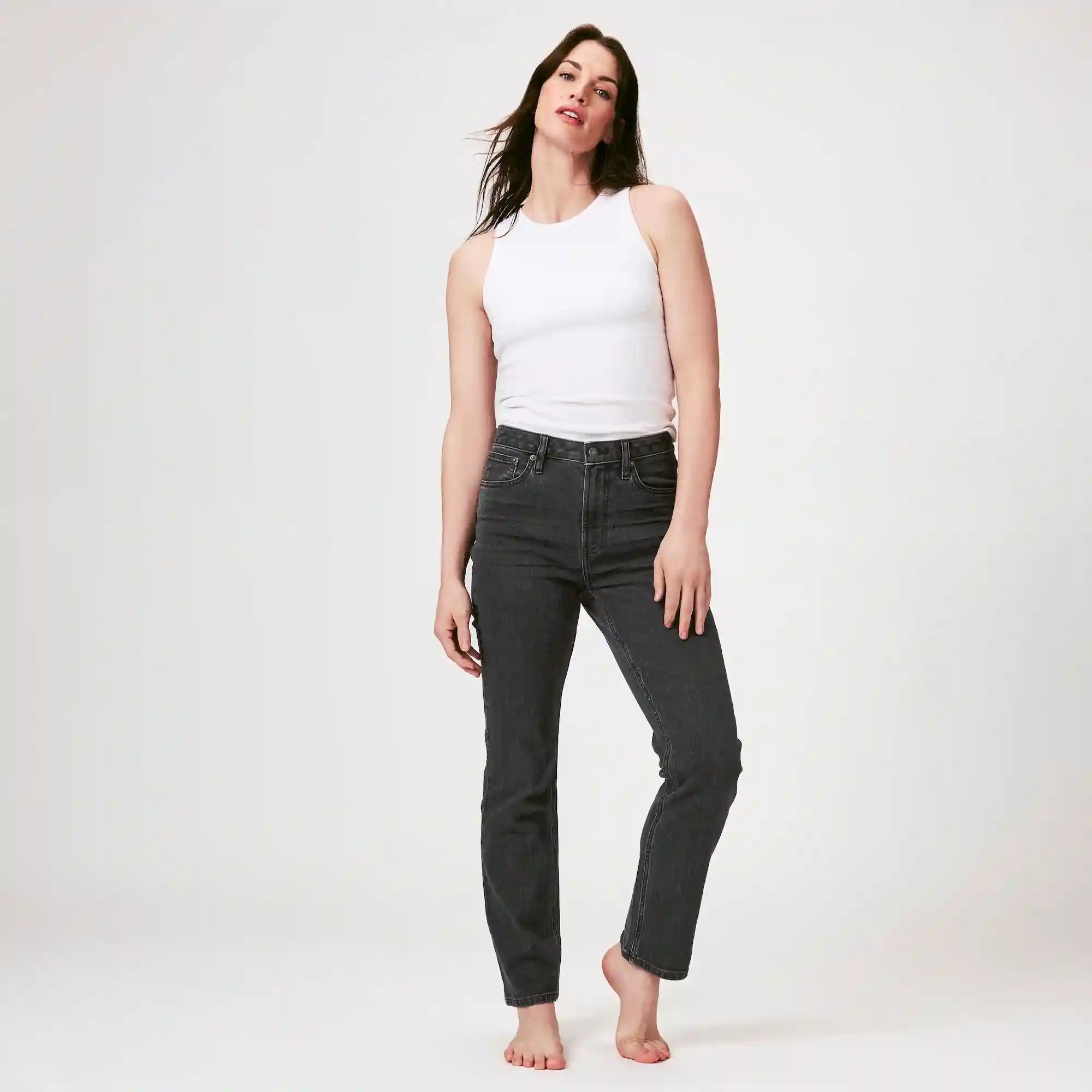Black Wash Slim Straight Jean