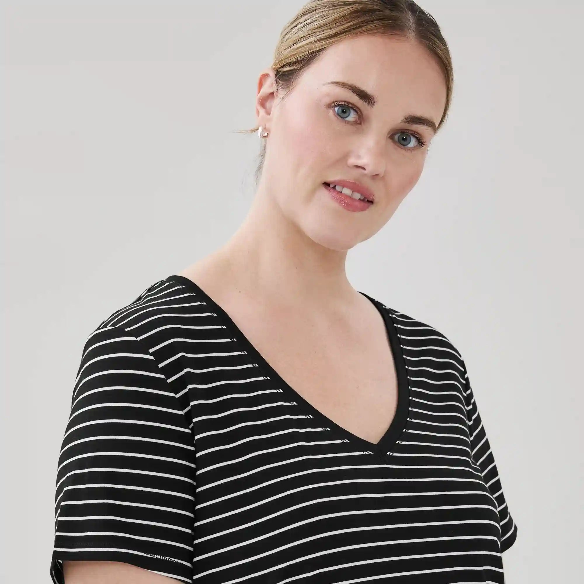 Women+ Active V-Neck Striped T-Shirt