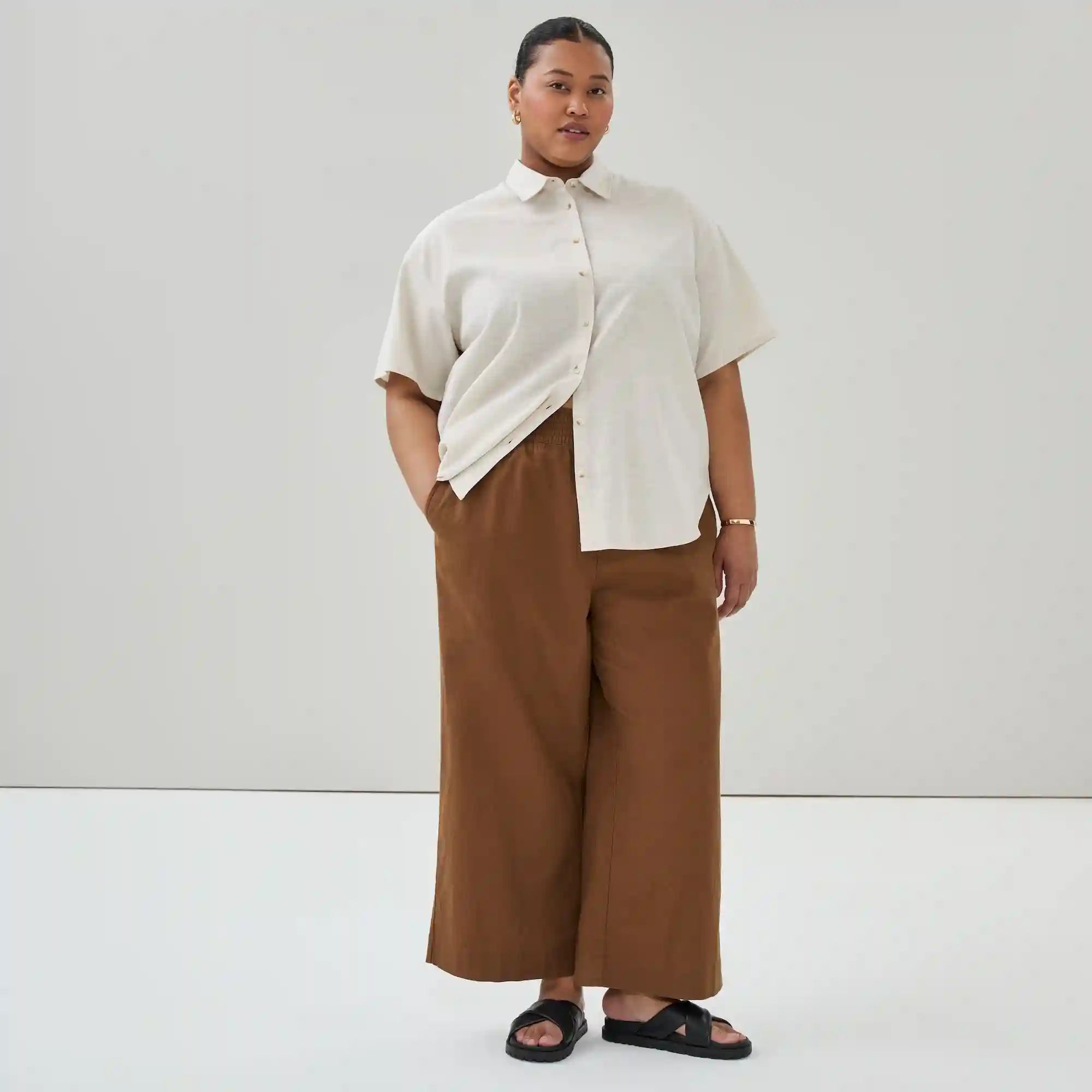 Women+ Linen Cotton Wide Leg Pant