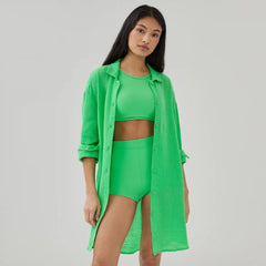 Gauze Button-Up Cover-Up