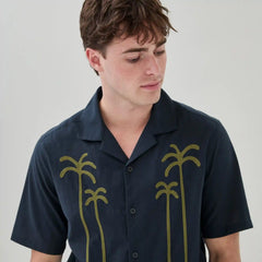 Men's Embroidered Camp Collar Shirt