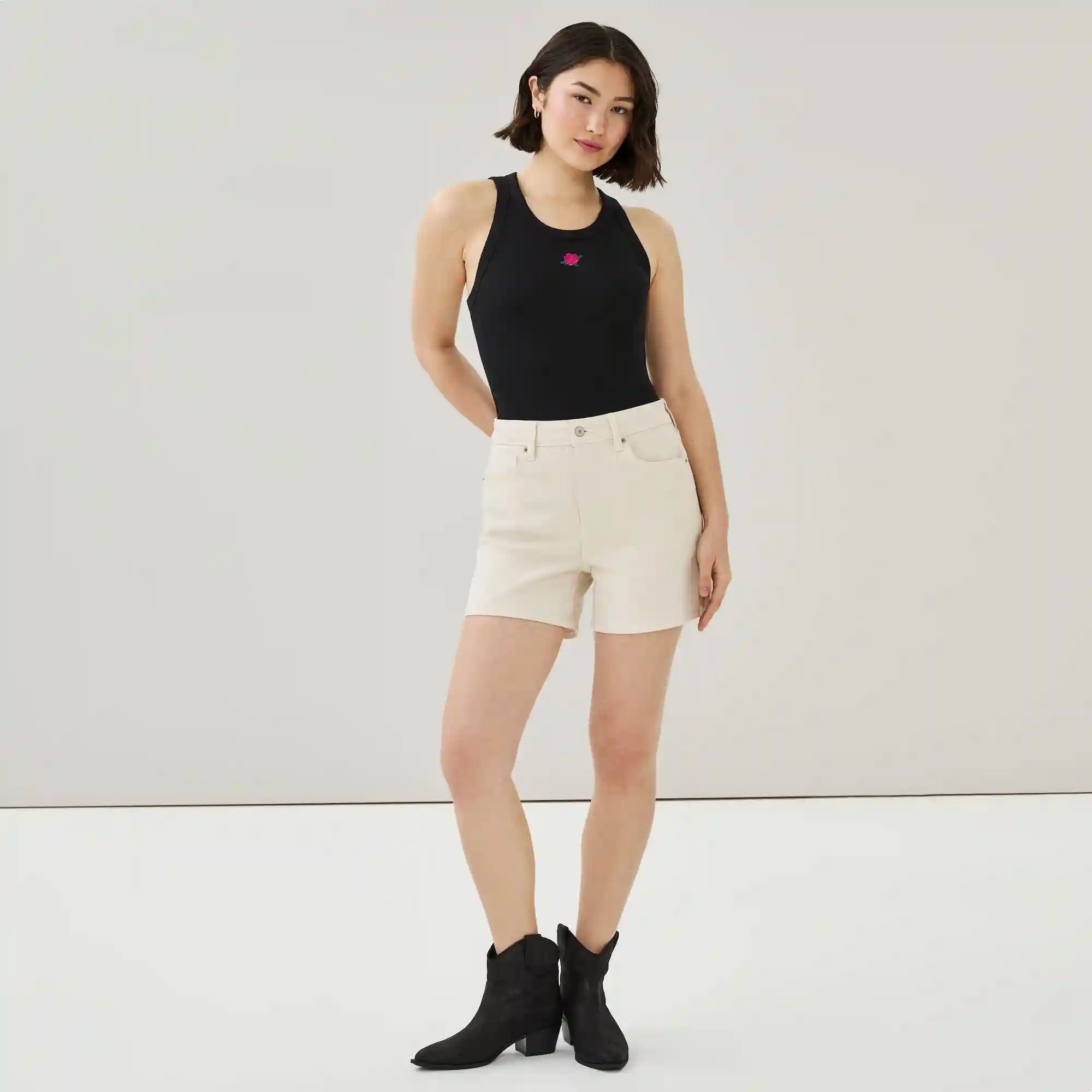 Embroidered Ribbed Tank