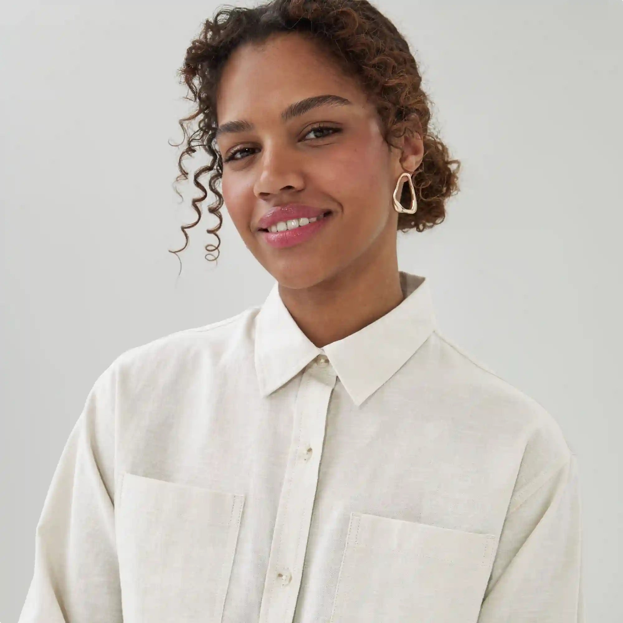 Linen Cotton Cropped Long Sleeve Shirt