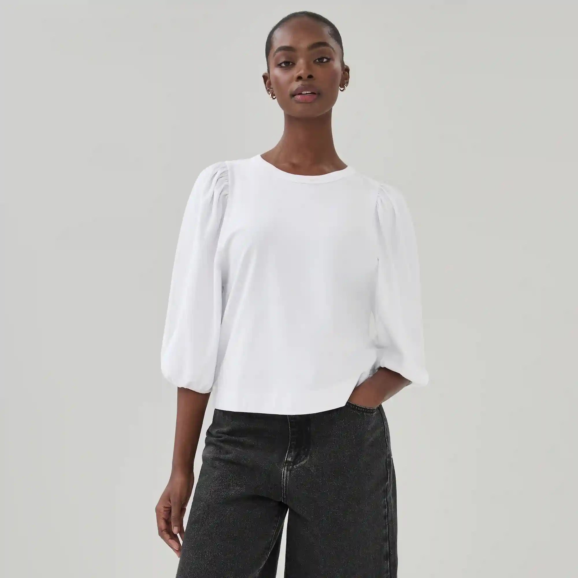 Heavyweight Cotton Puffed Sleeve Top