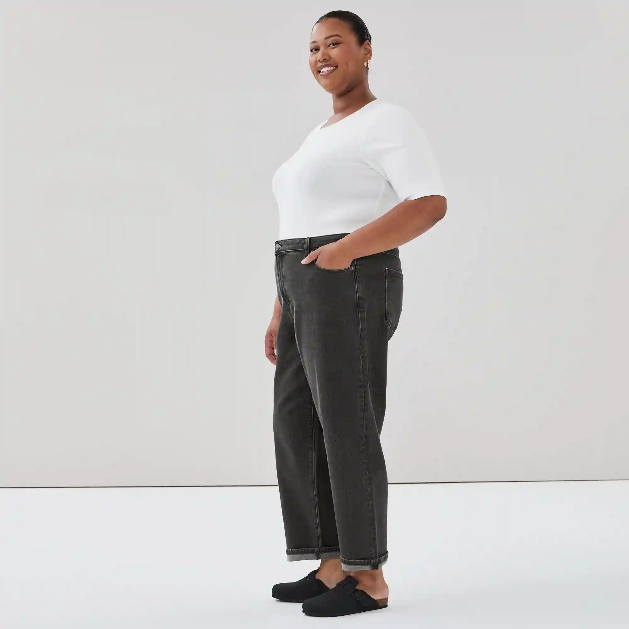 Women+ Black Wash Relaxed Fit Jean