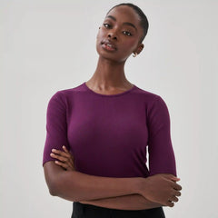 Ribbed Quarter Sleeve T-Shirt