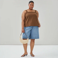 Women+ Linen Cotton Square Neck Tank
