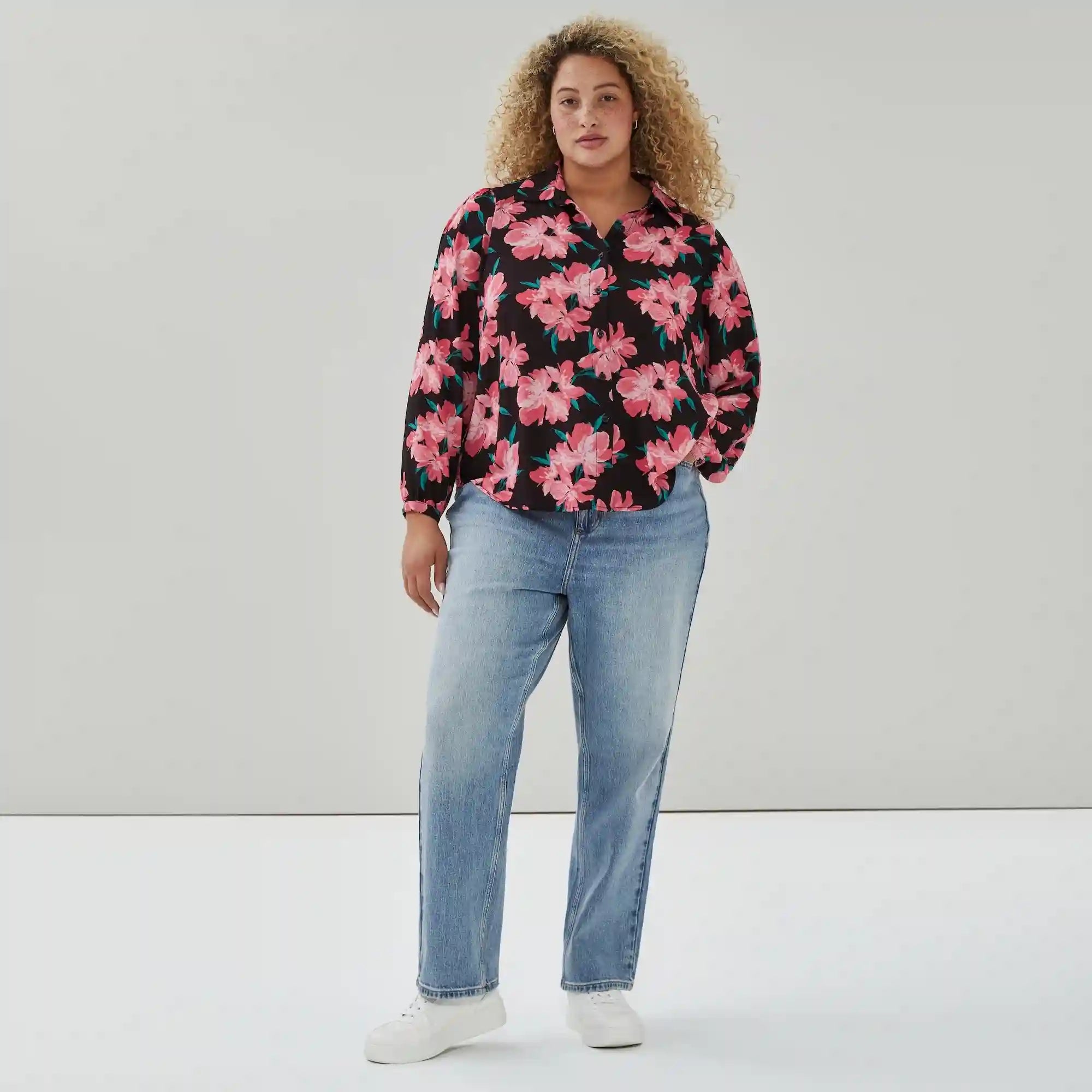 Women+ Crepe Printed Button-Up