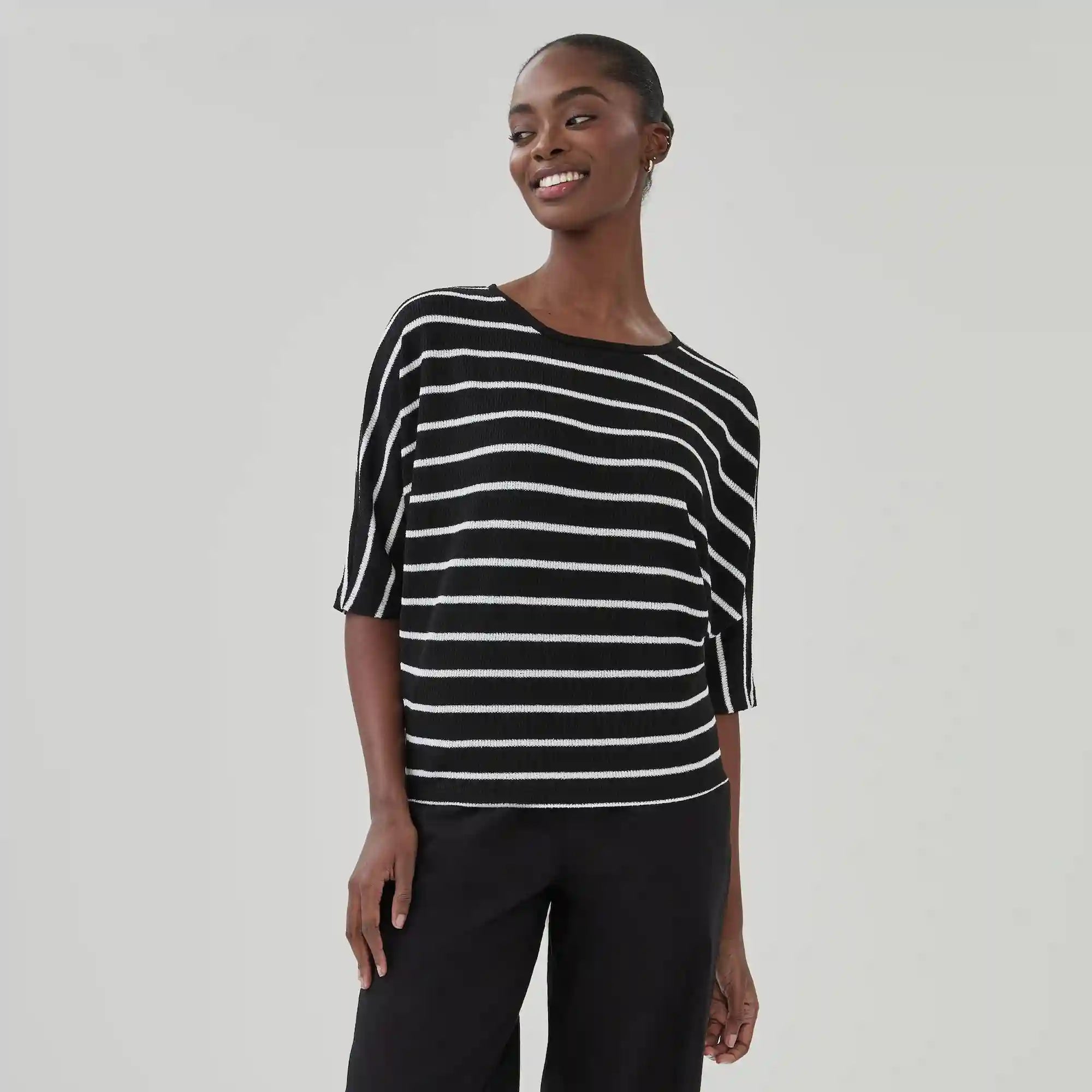 Striped Relaxed Short Sleeve Top