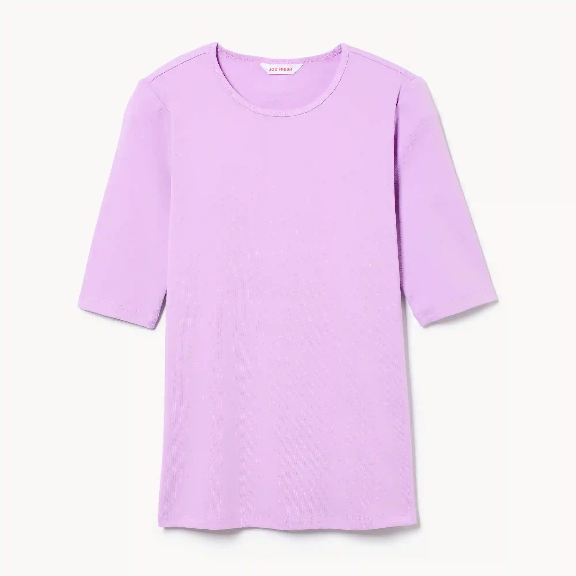 Ribbed Quarter Sleeve T-Shirt
