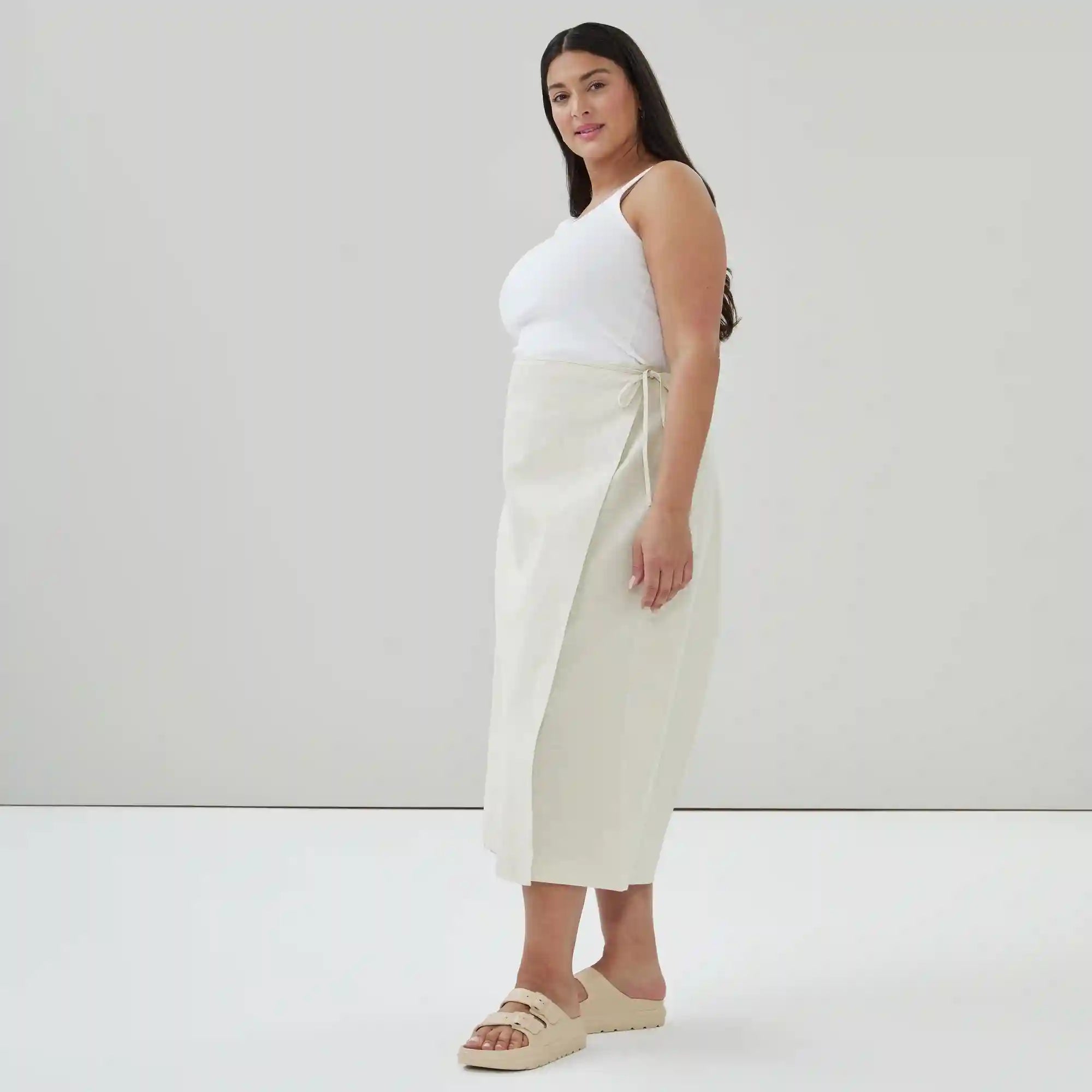 Women+ Linen Cotton Wrap Maxi Skirt