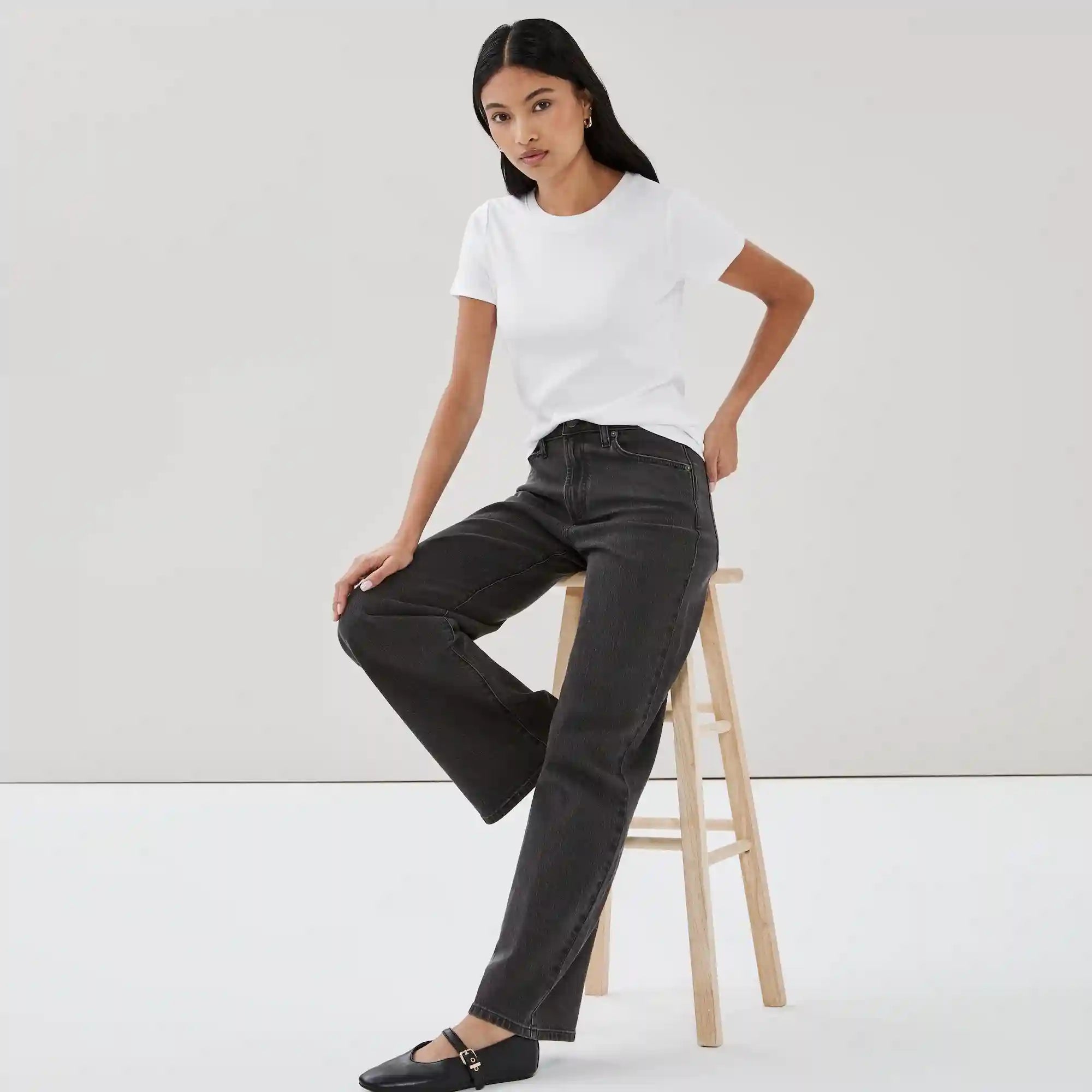 Black Wash Wide Leg Jean