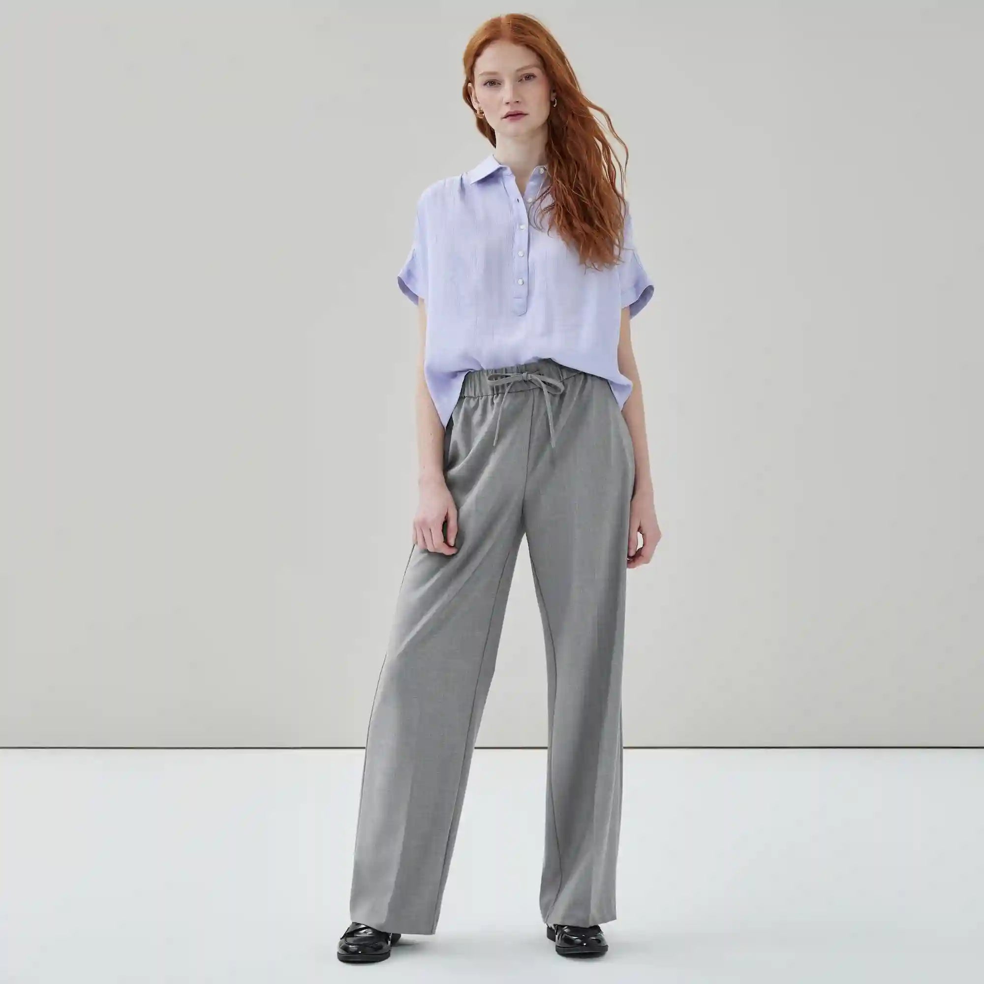 Wide Leg Pull-On Suit Pant