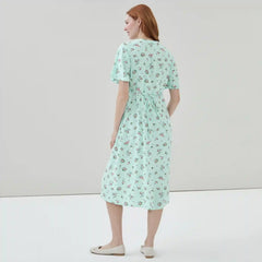 Pintuck Midi Dress