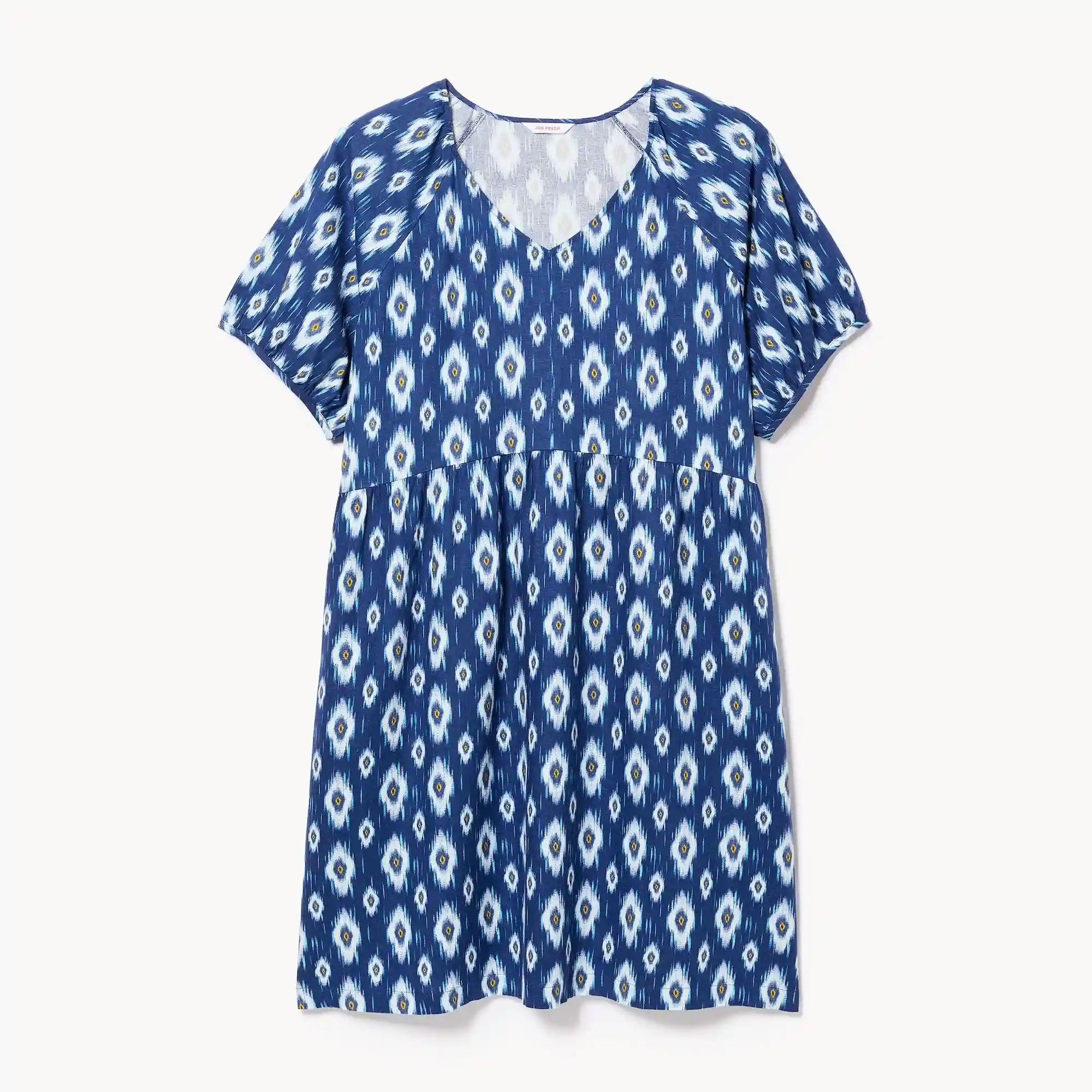 Women+ Linen Blend Puff Sleeve Dress