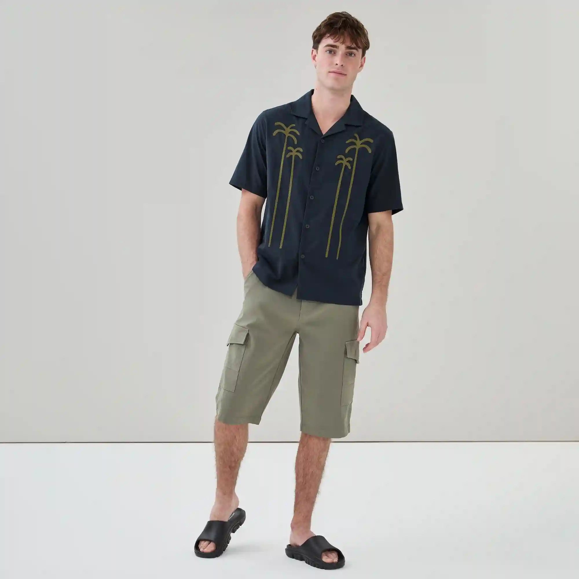 Men's Embroidered Camp Collar Shirt