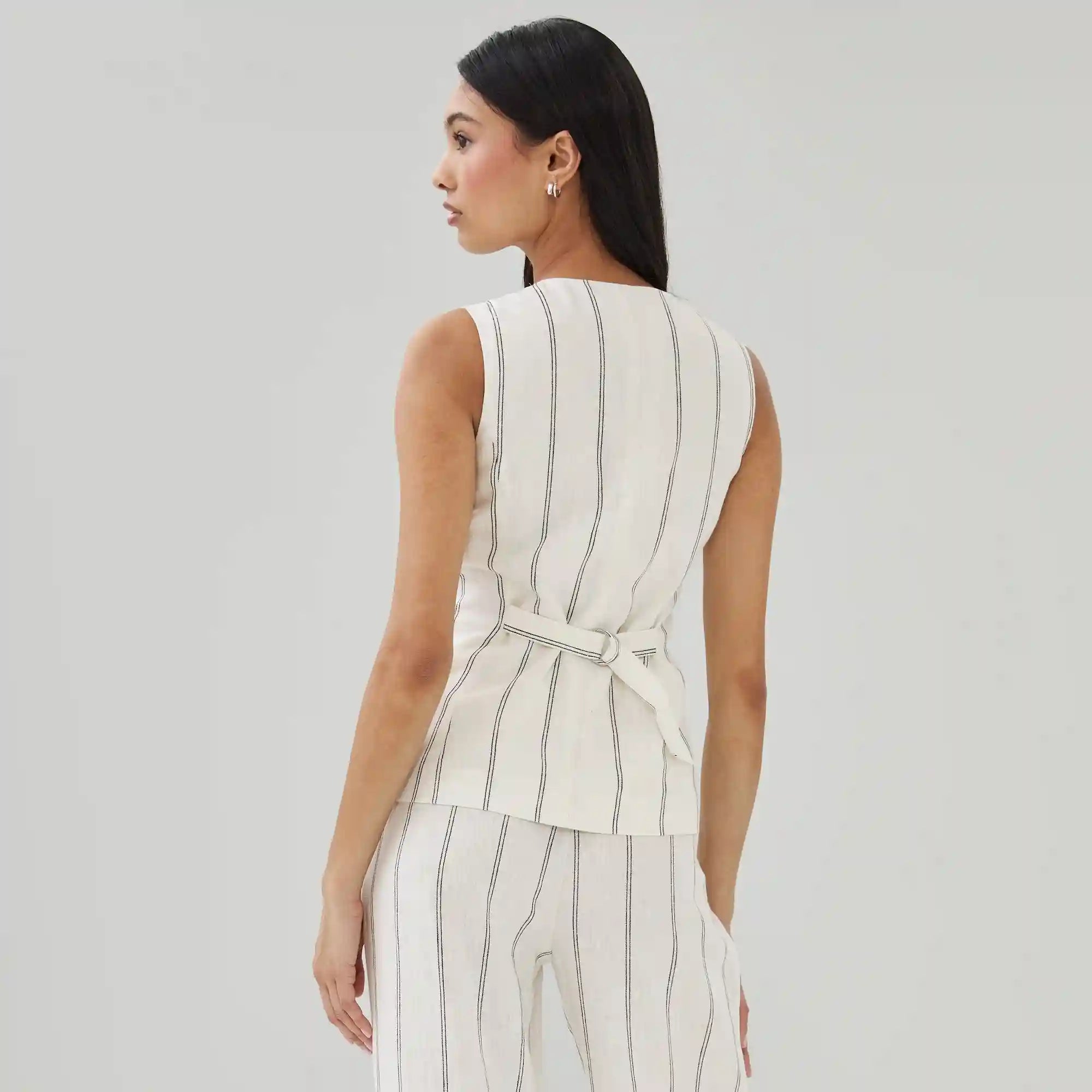 Linen Blend Striped Vest
