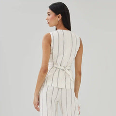 Linen Blend Striped Vest