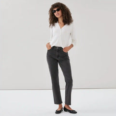 Black Wash Slim Straight Jean