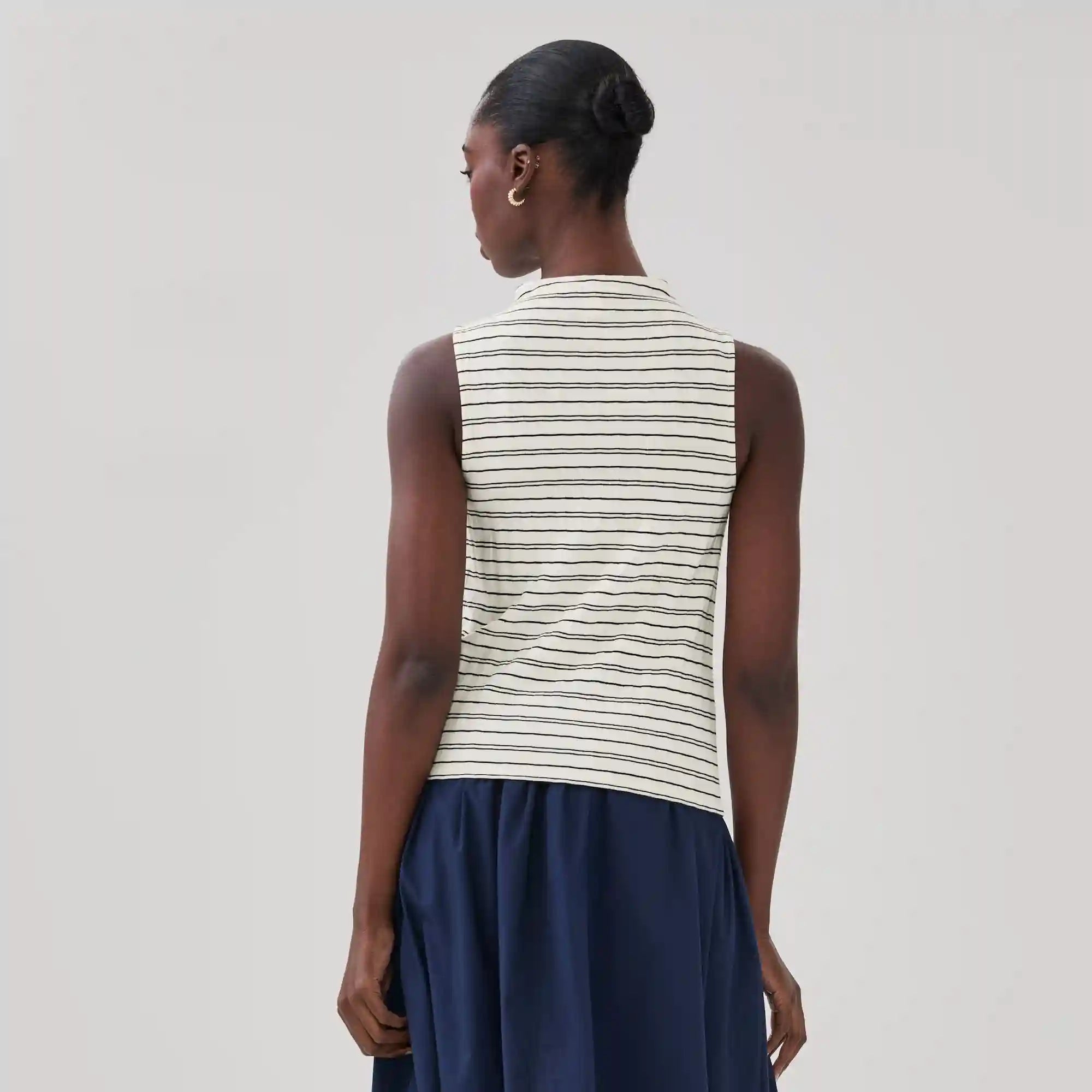 Funnel Neck Striped Top