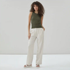 Linen Blend Pleated Trouser