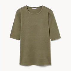Ribbed Quarter Sleeve T-Shirt