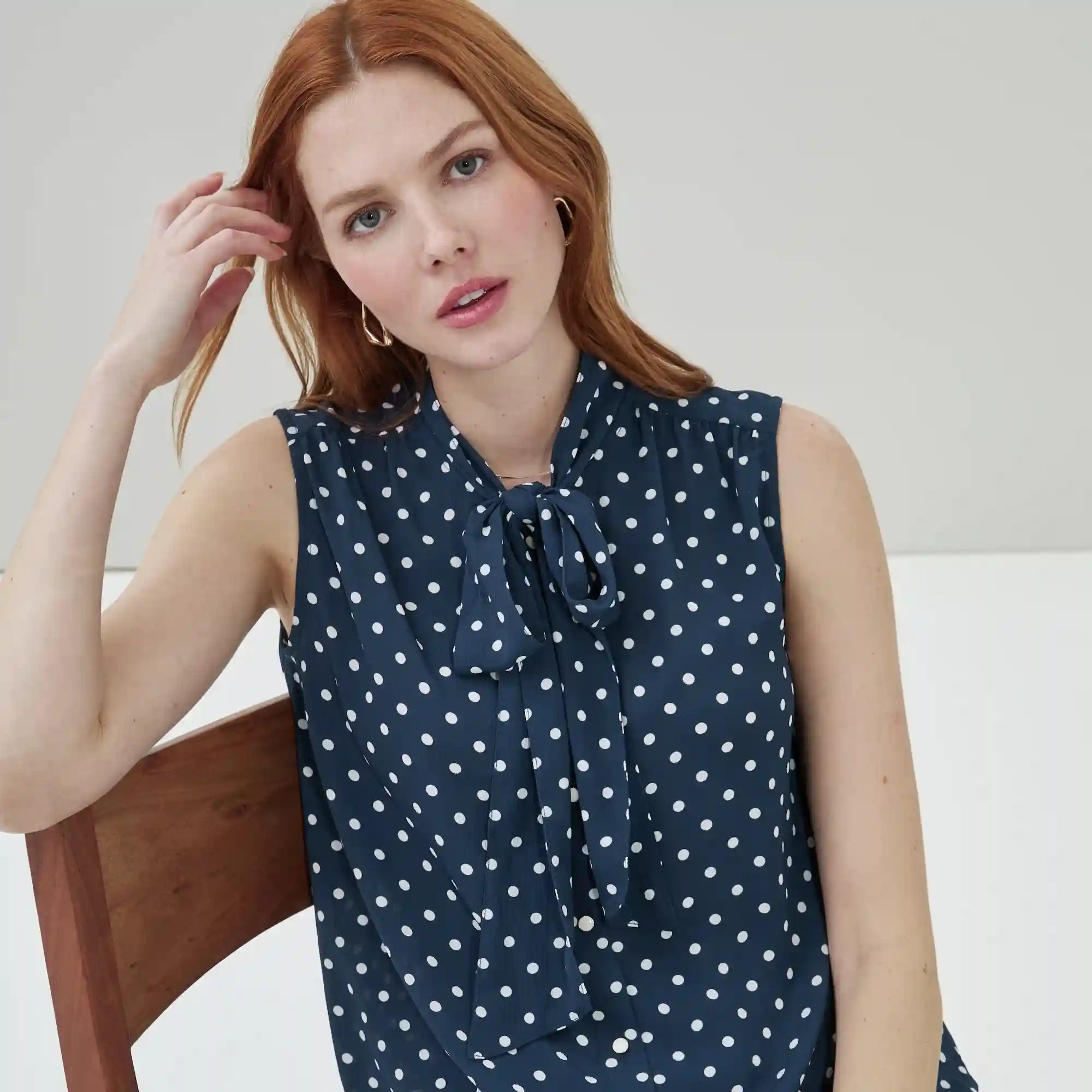 Printed Tie-Neck Tank Top
