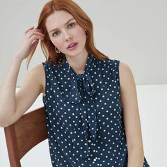 Printed Tie-Neck Tank Top