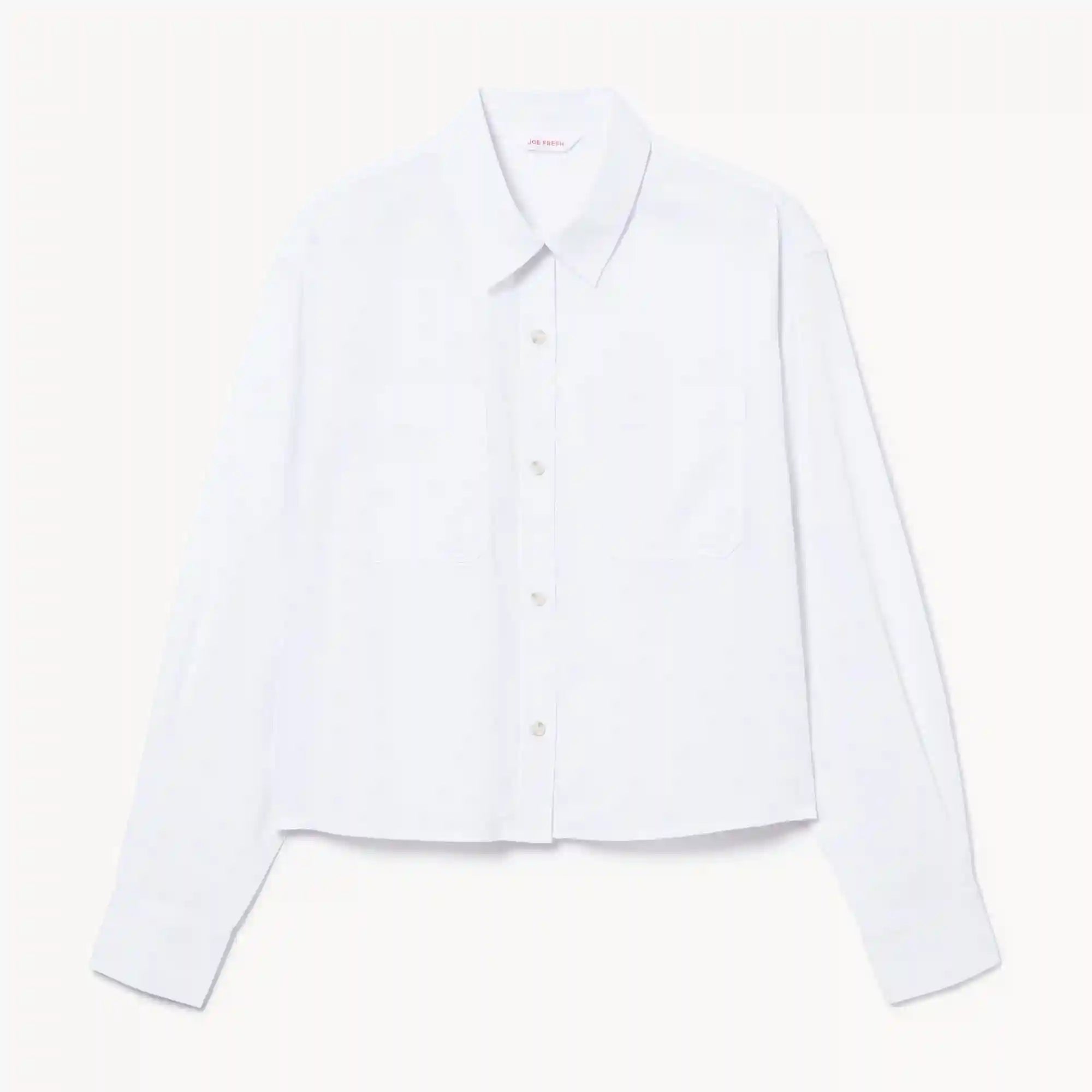 Linen Cotton Cropped Long Sleeve Shirt