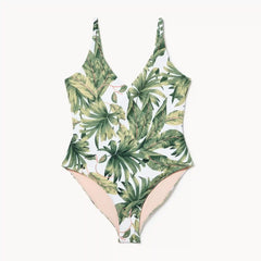 Printed V-Neck Swimsuit