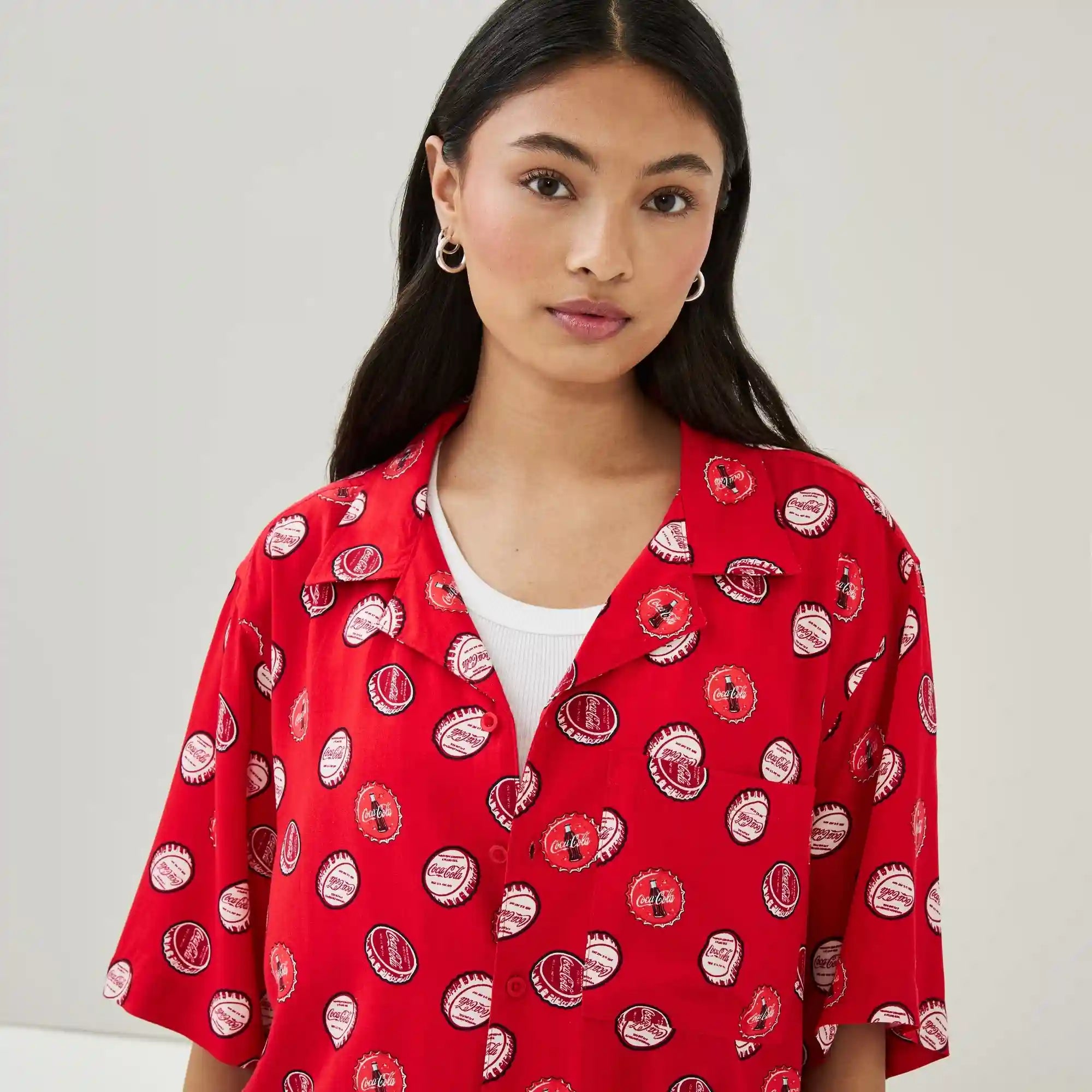 Adult Coca-Cola Button-Up Shirt