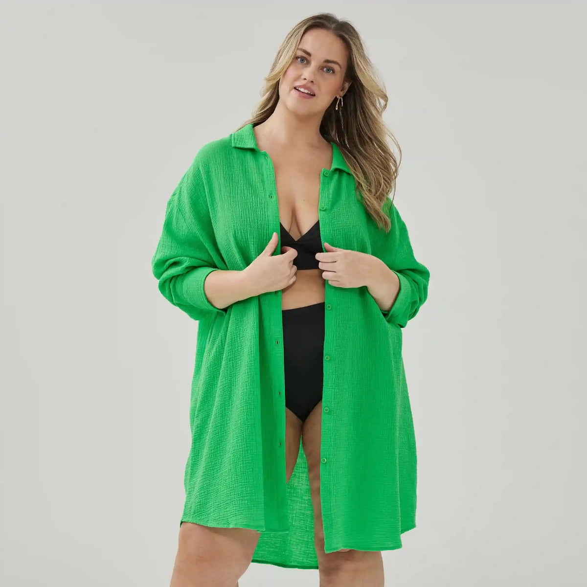 Women+ Gauze Button-Up Cover-Up