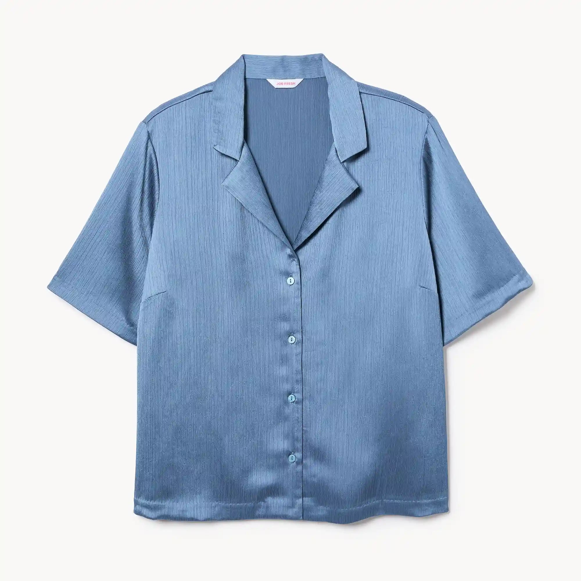 Women+ Plisse Satin Camp Shirt