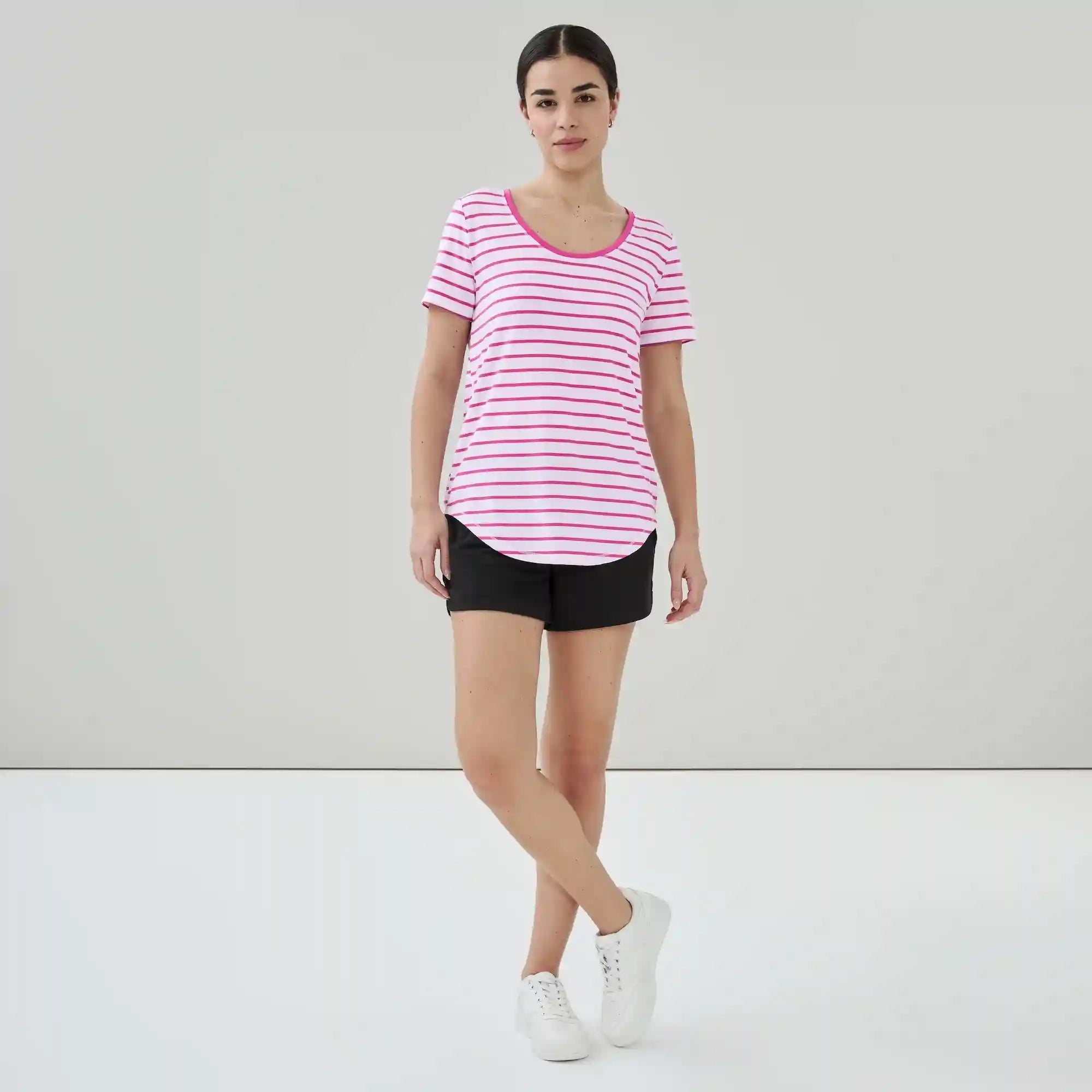 Active Striped Scoop Neck T-Shirt