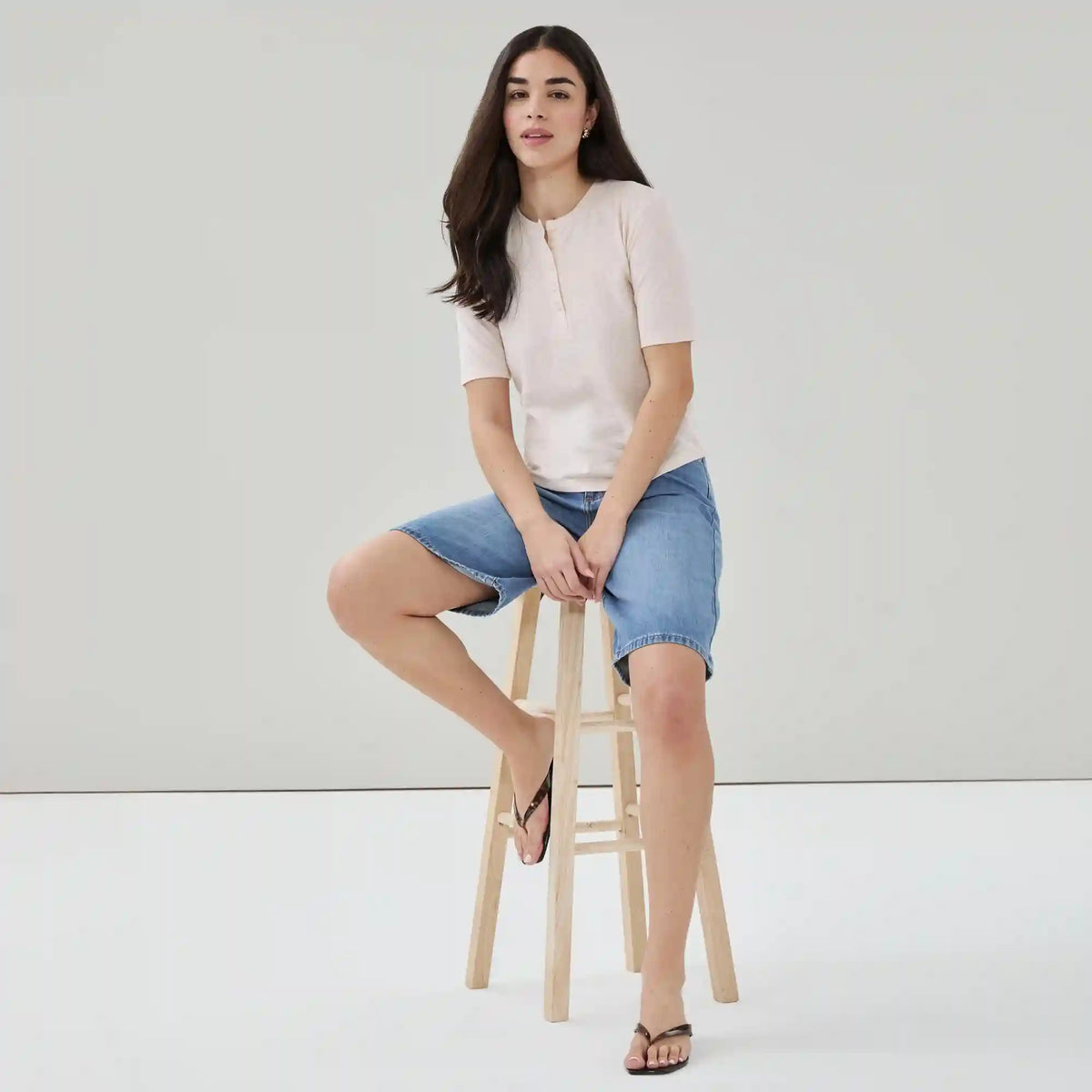 Linen Blend Henley T-Shirt