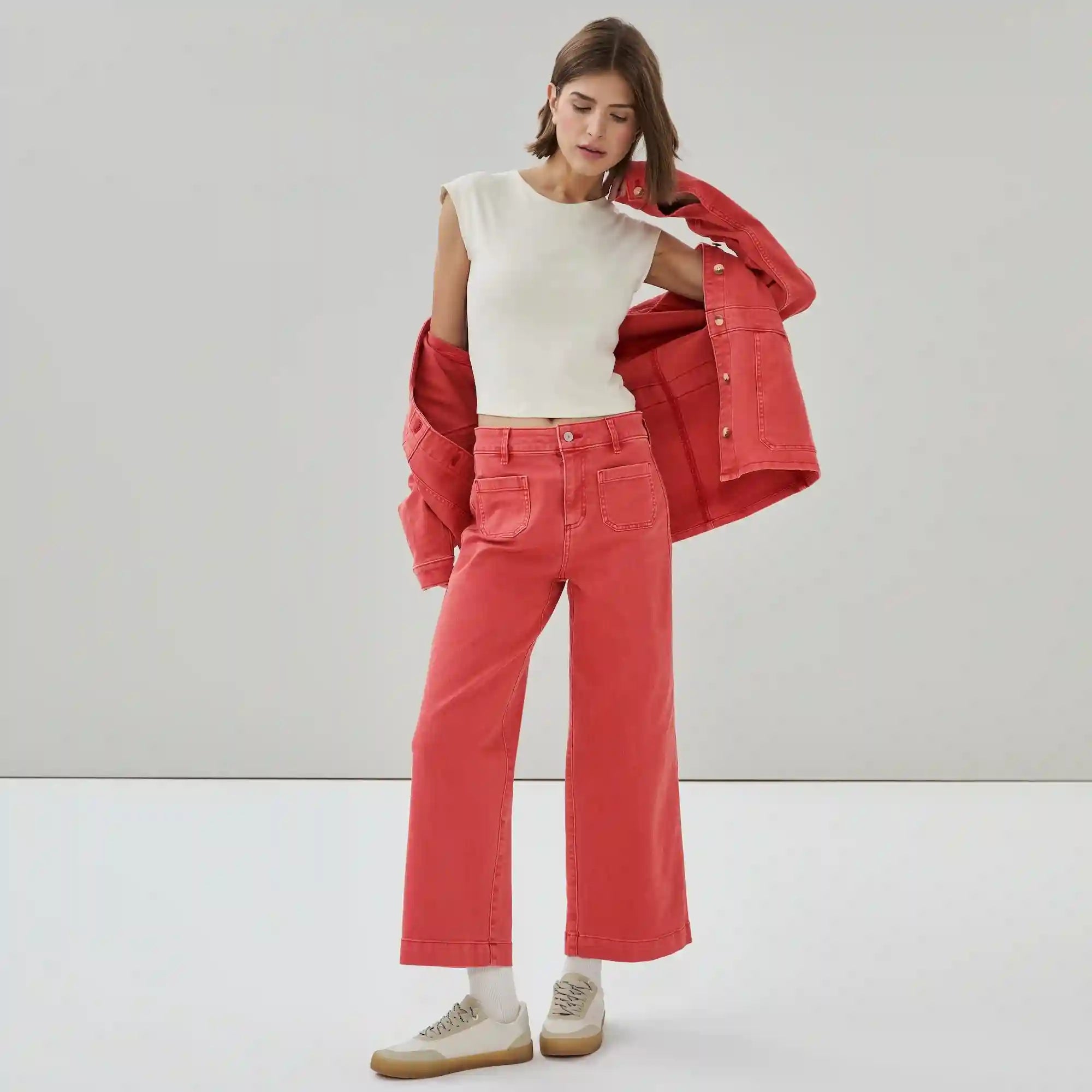 Red High Rise Jean