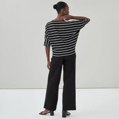 Striped Relaxed Short Sleeve Top