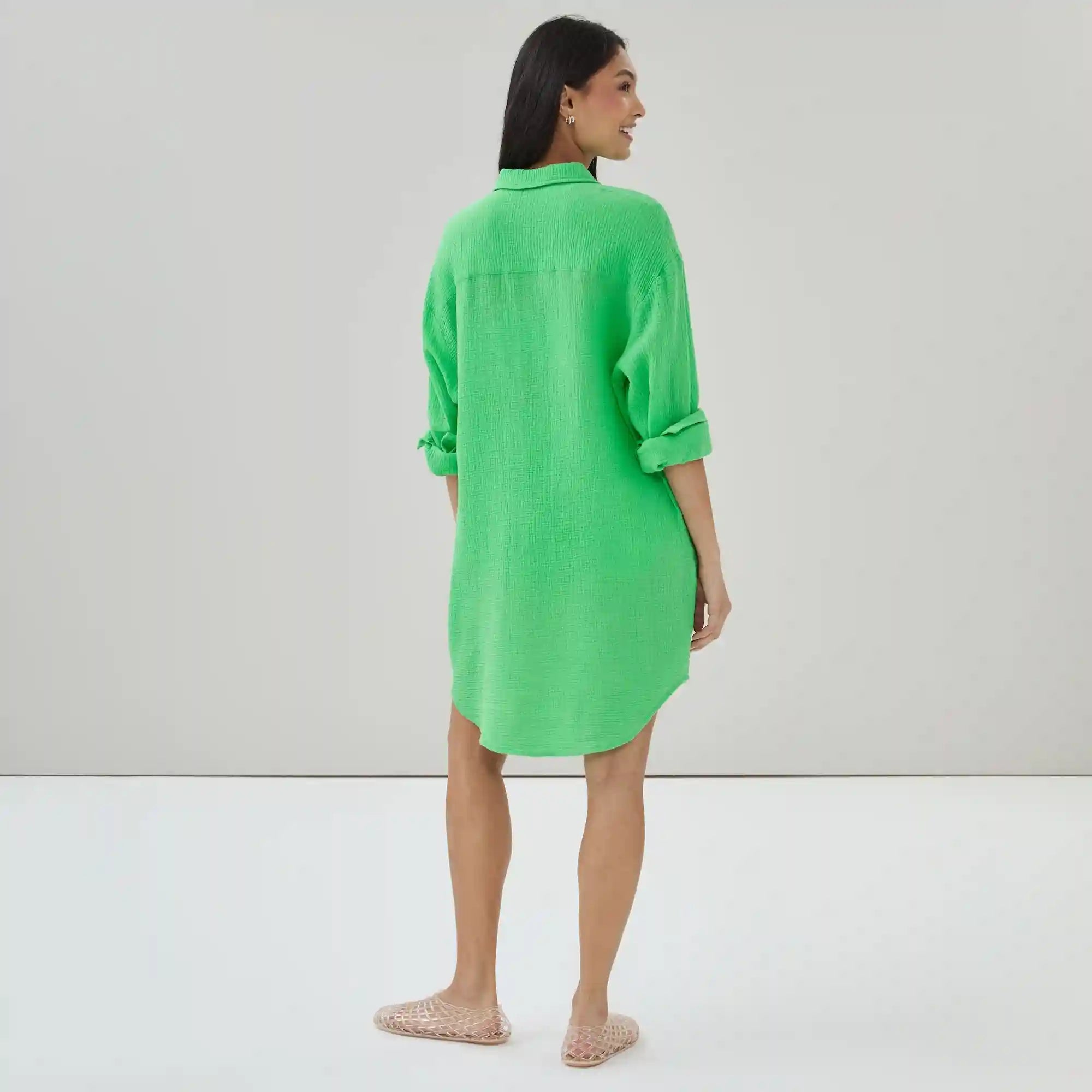 Gauze Button-Up Cover-Up
