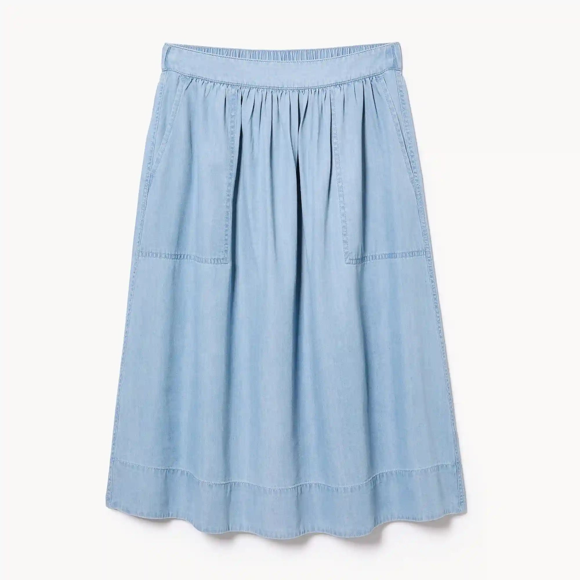 Chambray Light Wash Midi Skirt