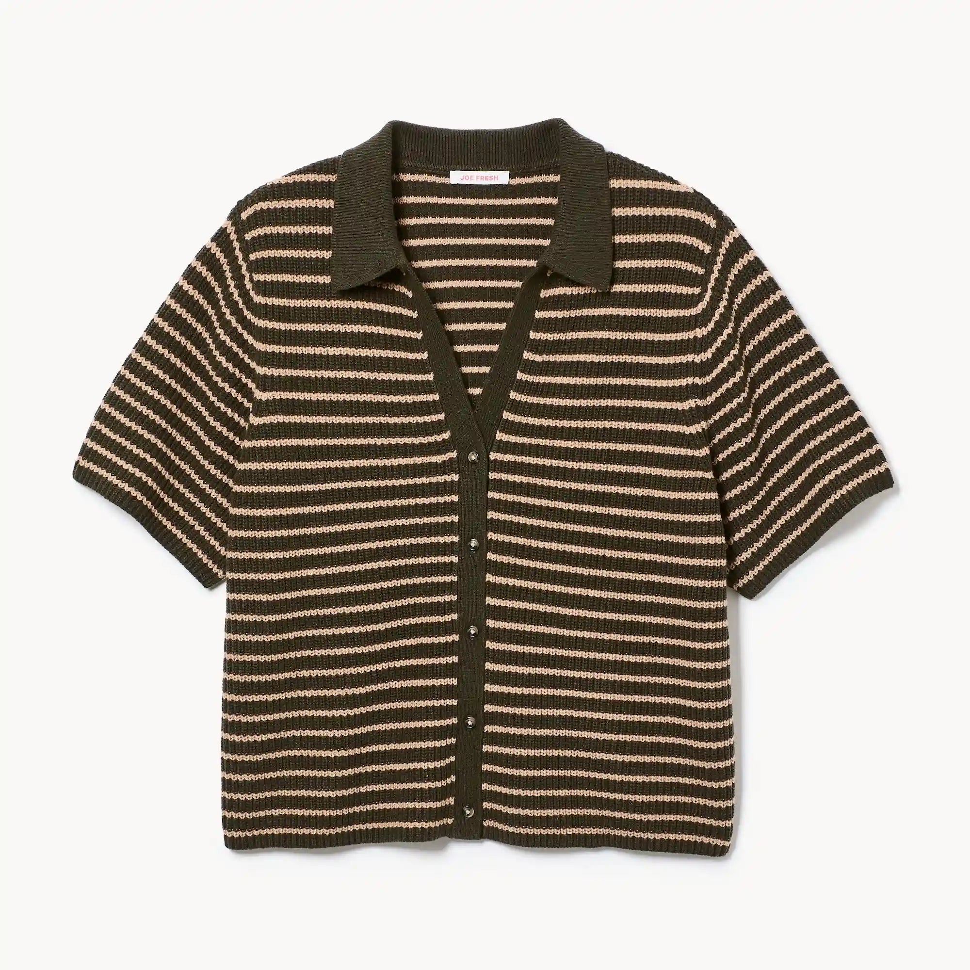 Women+ Striped Polo Cardigan