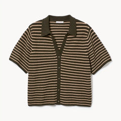 Women+ Striped Polo Cardigan