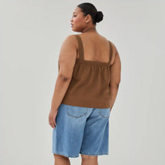 Women+ Linen Cotton Square Neck Tank