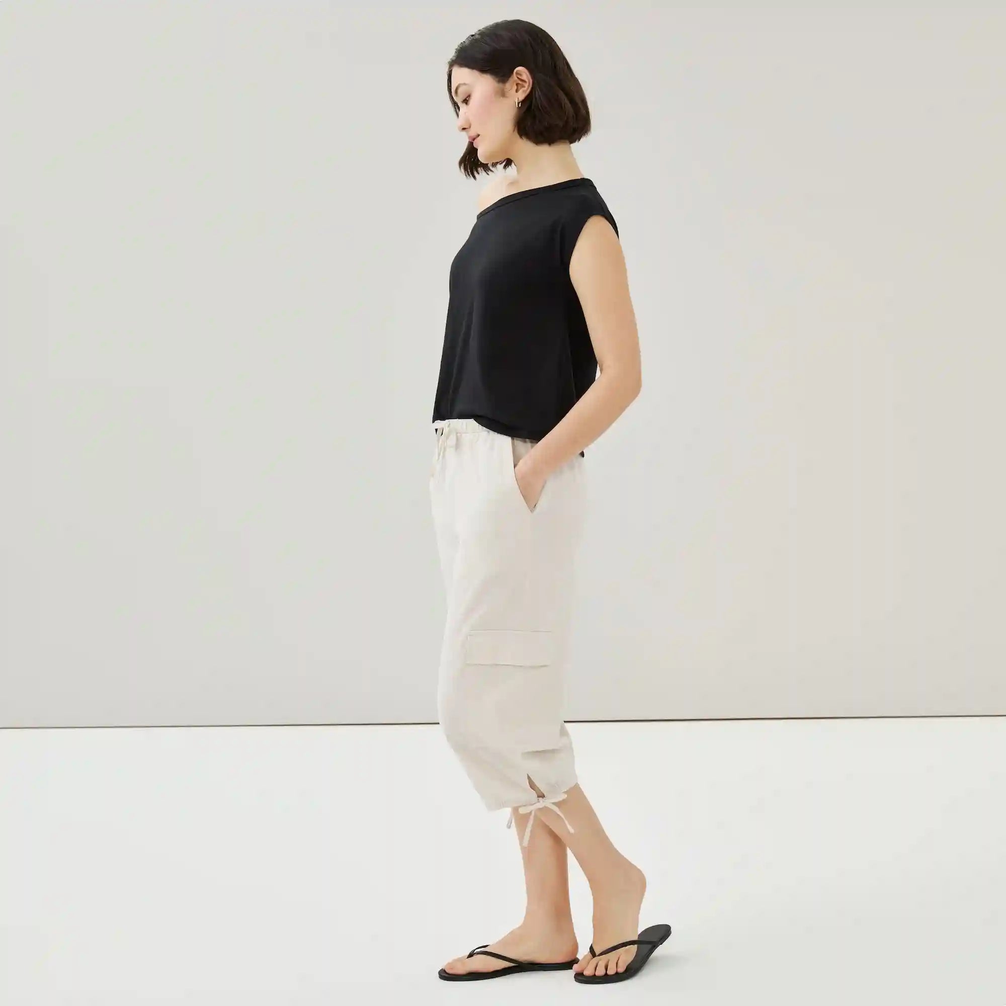 Linen Cotton Cropped Pant